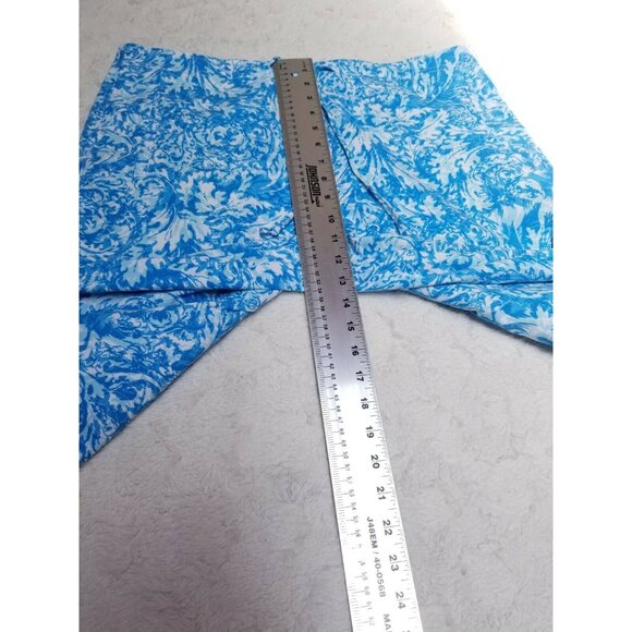 Talbots Womens Blue Printed Cropped Pants Size 14 Tie-Waist Stretch Straight Leg - Picture 5 of 6